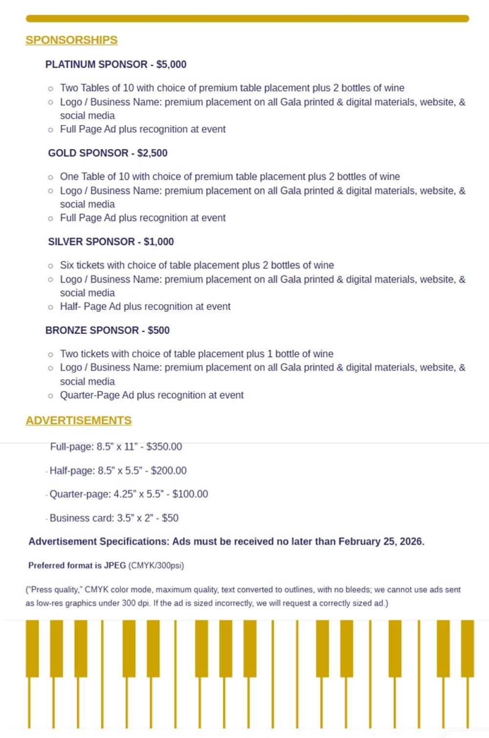 Sponsorship Advertisement List